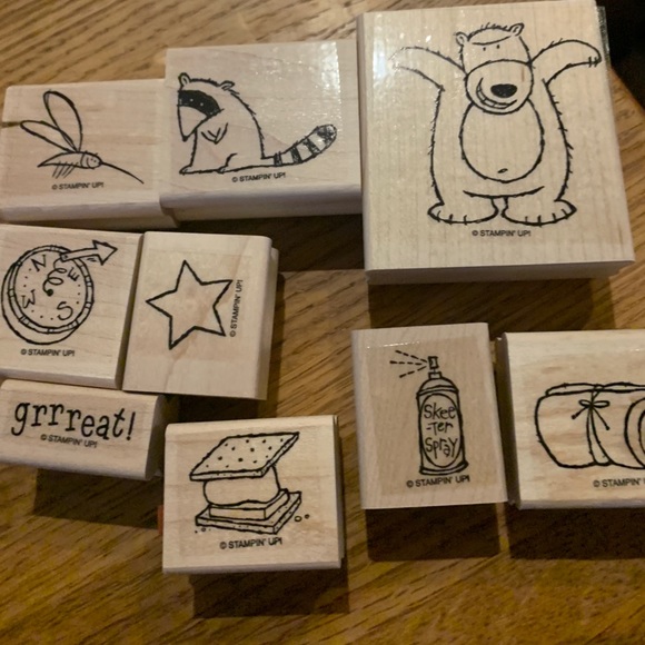 Stampin' Up! Other - Used , STAMPIN UP UNDER THE STARS SET OF 9 WOOD RUBBER STAMPS